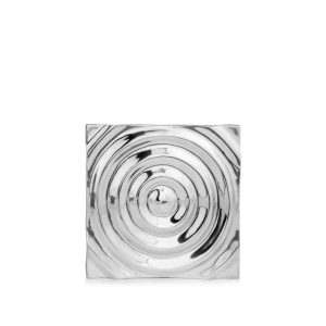 12" Buffed Aluminum Circle in Square Hanging Wall Decor