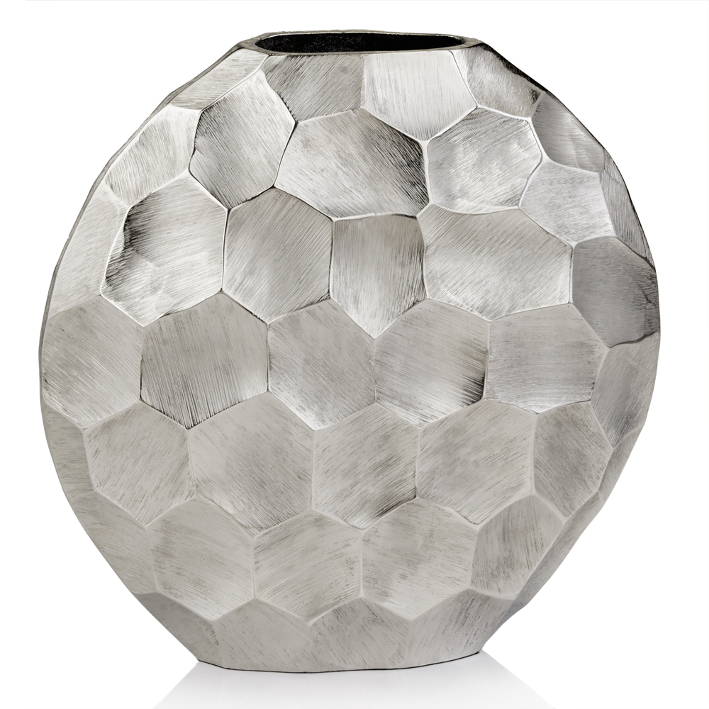 Artistic Rough Silver Round Vase - Image 2