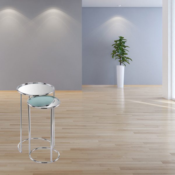 12" x 12" x 22" Buffed Nested Mirror Tables Set of 2 - Image 2