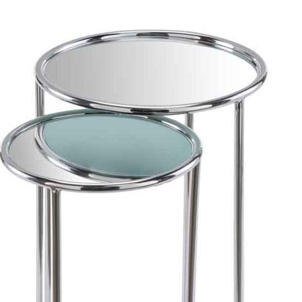 12" x 12" x 22" Buffed Nested Mirror Tables Set of 2 - Image 3