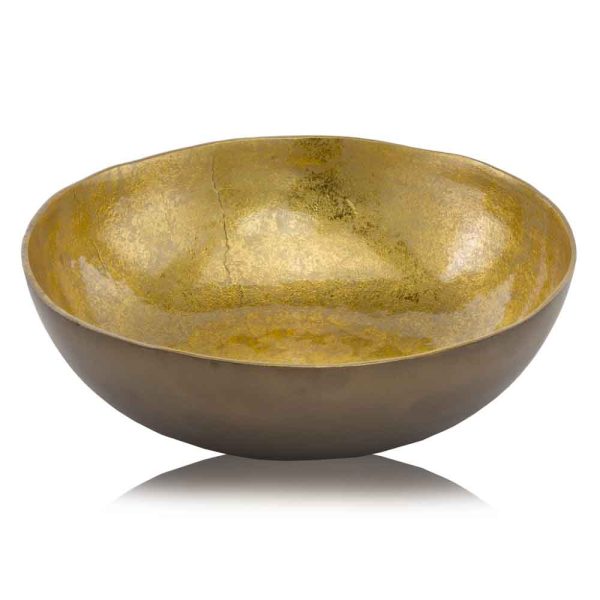 17" x 17" x 4.5" Gold & Bronze Metal Large Round - Bowl - Image 2