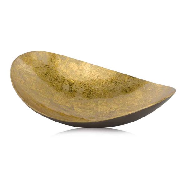 10.5" x 14" x 3.5" Gold and Bronze Metal Oblong Tray - Image 2