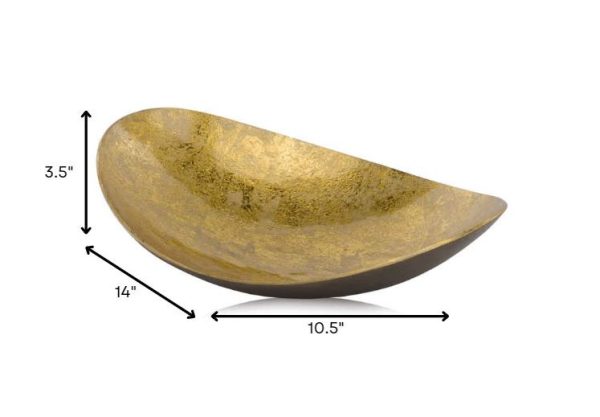 10.5" x 14" x 3.5" Gold and Bronze Metal Oblong Tray - Image 3