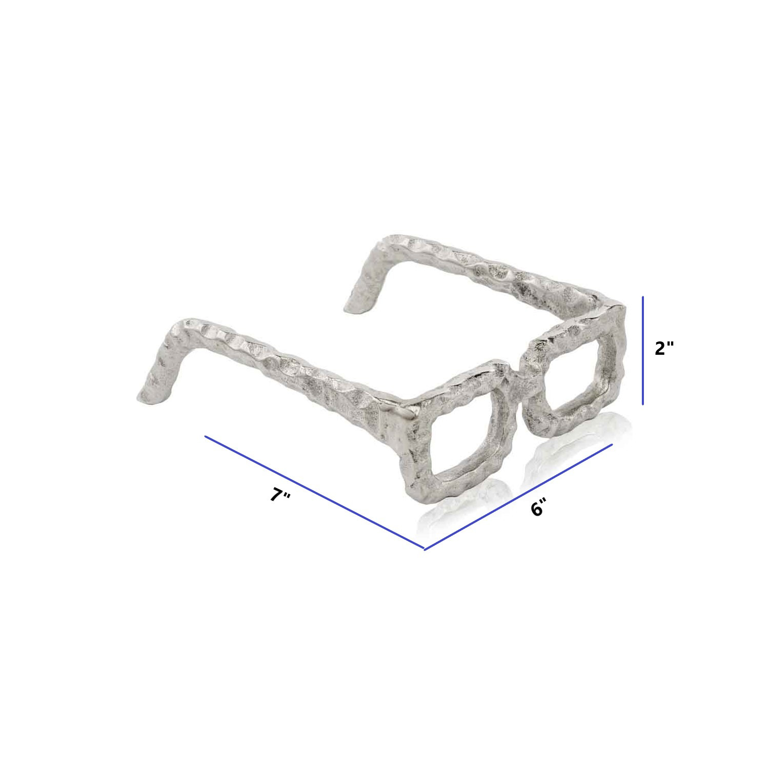 Raw Silver Textured Square Glasses Sculpture - Image 5