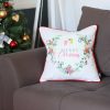 Merry Christmas Wreath Square Decorative Throw Pillow Cover - Image 2