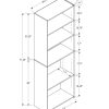 11.75" x 24.75" x 71.25" White 5 Shelves  Bookcase - Image 3