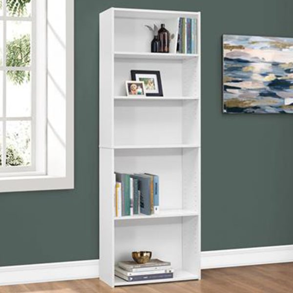 11.75" x 24.75" x 71.25" White 5 Shelves  Bookcase - Image 5