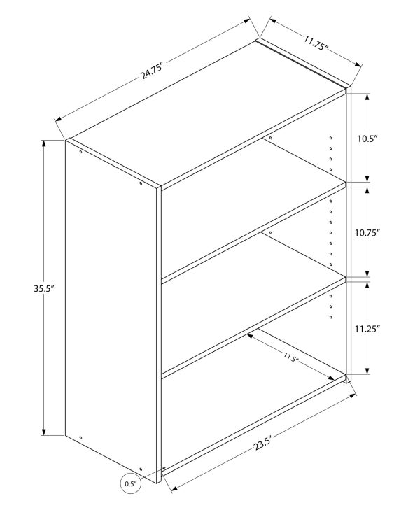 Three Shelf White Bookcase - Image 3