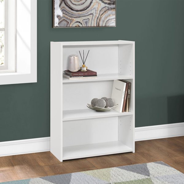 Three Shelf White Bookcase - Image 5