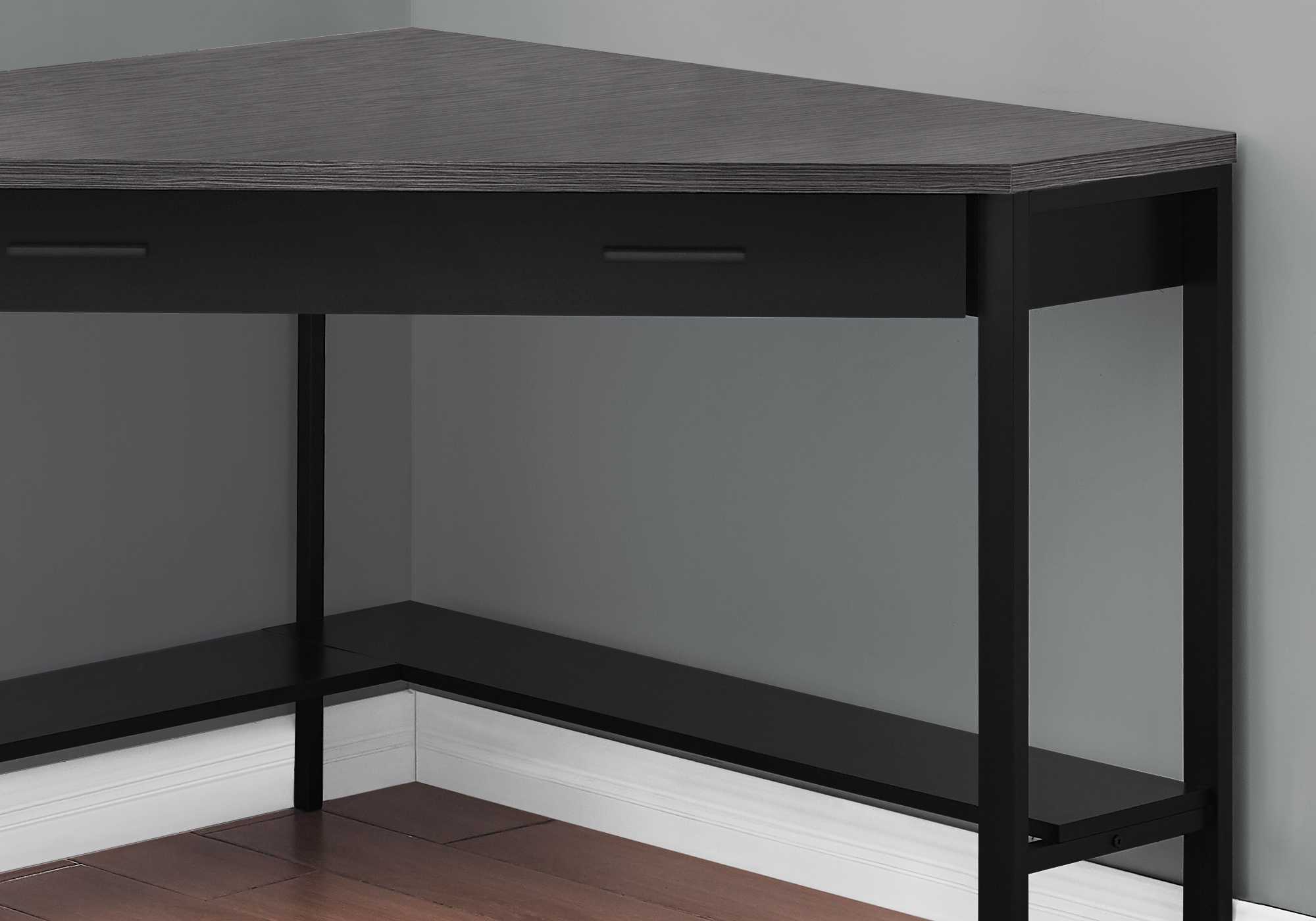 Black and Grey Top Corner Computer Desk - Image 2