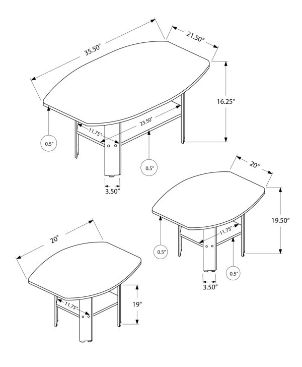 61.5" x 75.5" x 55.25" Cherry  Table 3pcs Set - Image 3