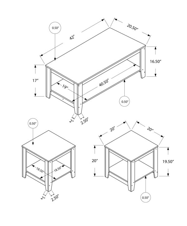 60.5" x 82" x 57" Cherry  Table 3pcs Set - Image 3