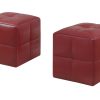 Set of 2 Kids Red Faux Leather Ottomans