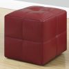 Set of 2 Kids Red Faux Leather Ottomans - Image 2