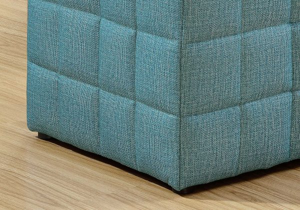 16.75" x 16.75" x 17" Light Blue Linen Look Fabric Ottoman - Image 2