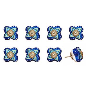 1.5" x 1.5" x 1.5" Ceramic Metal Multicolor 8 Pack Knob