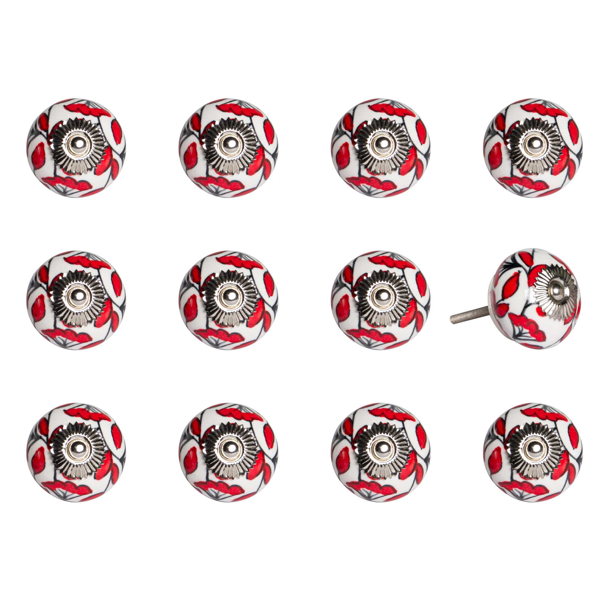 1.5" x 1.5" x 1.5" Ceramic Metal Multicolor 12 Pack Knob