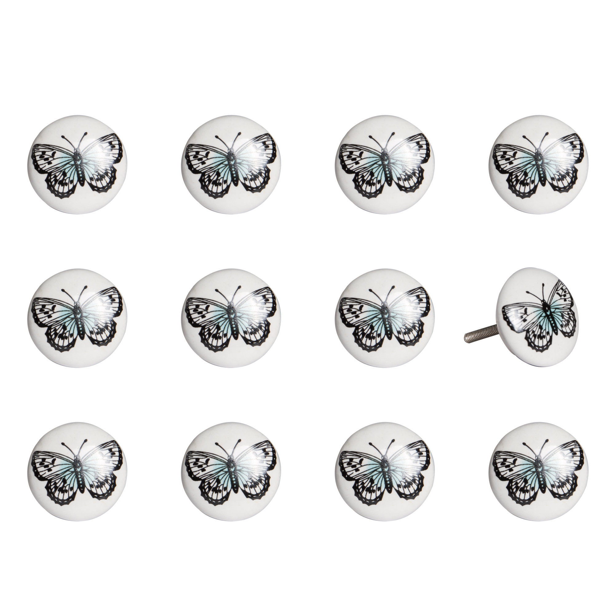 1.5" x 1.5" x 1.5" Ceramic Metal Multicolor 12 Pack Knob