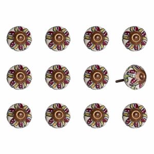 1.5" x 1.5" x 1.5" Ceramic Metal Multicolor 12 Pack Knob