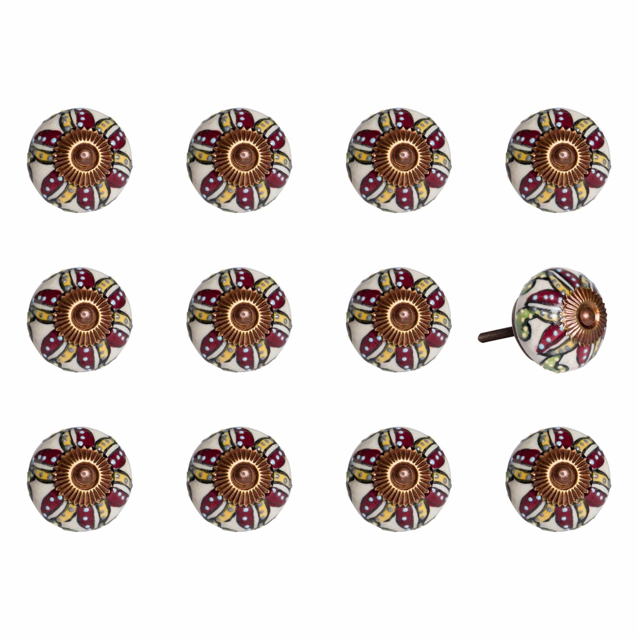 1.5" x 1.5" x 1.5" Ceramic Metal Multicolor 12 Pack Knob