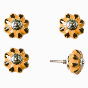 1.5" x 1.5" x 1.5" Ceramic Metal Yellow Green 8 Pack Knob