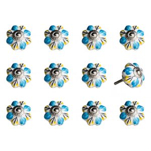 1.5" x 1.5" x 1.5" Ceramic Metal Multicolor 12 Pack Knob