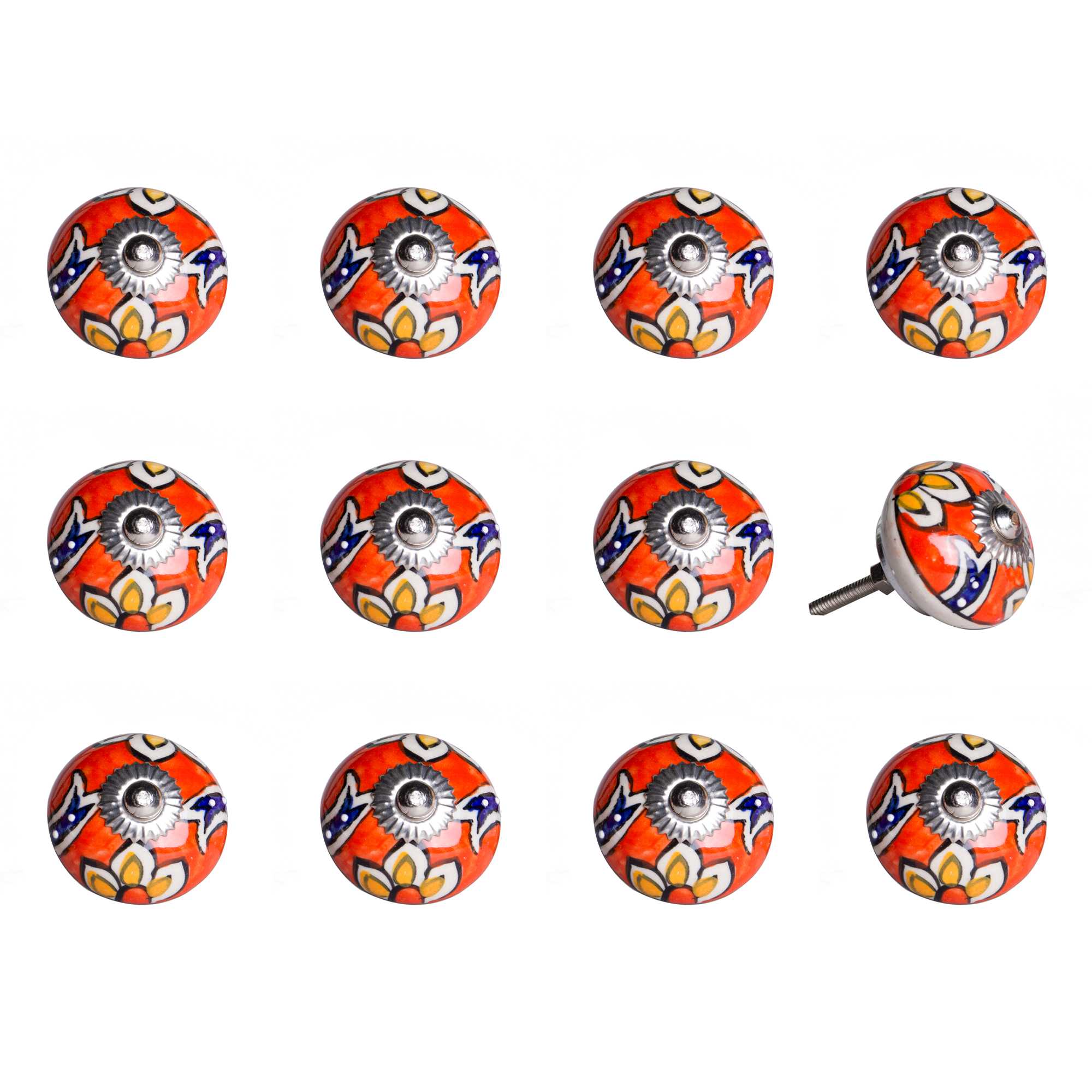 1.5" x 1.5" x 1.5" Ceramic Metal Multicolor 12 Pack Knob