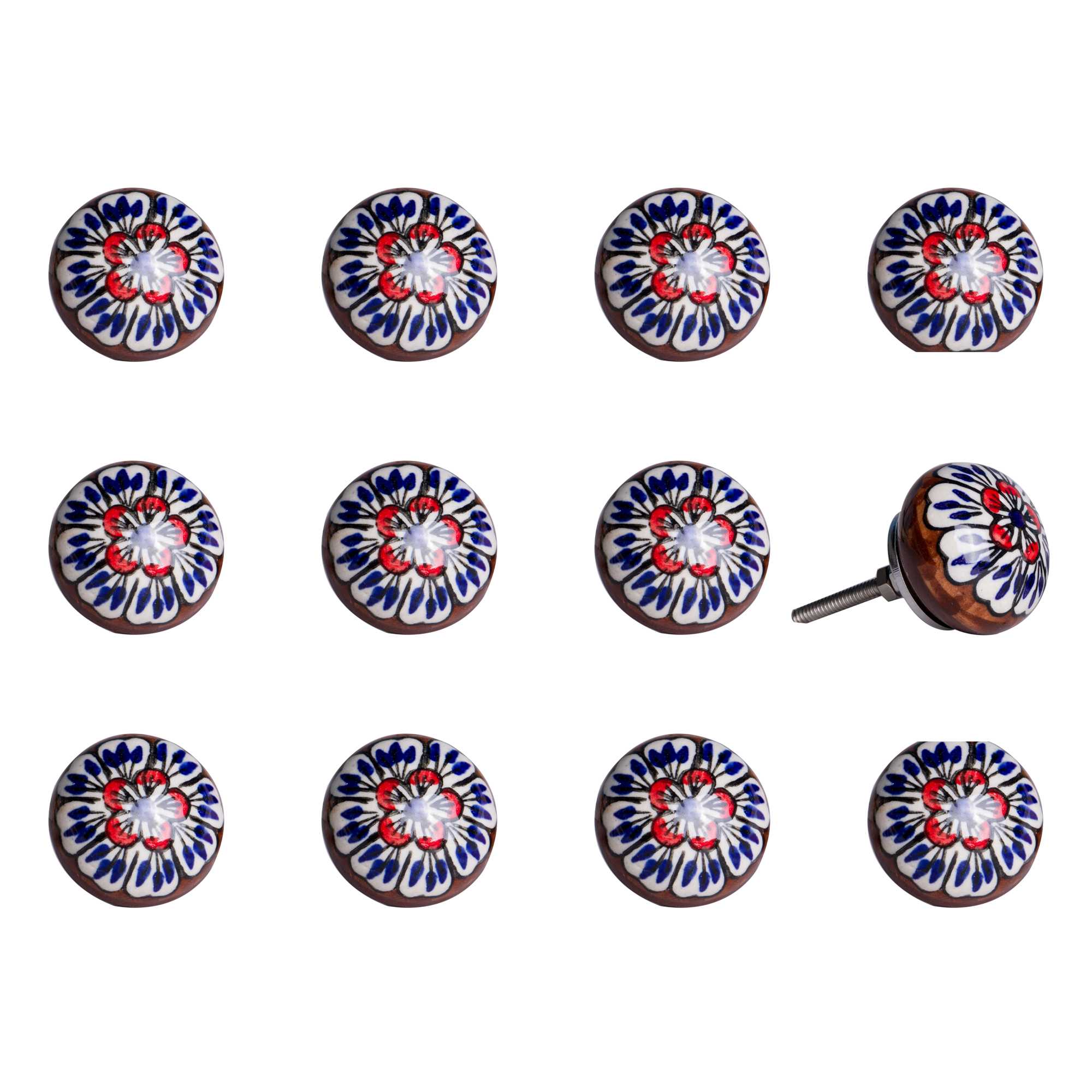 1.5" x 1.5" x 1.5" Ceramic Metal Multicolor 12 Pack Knob