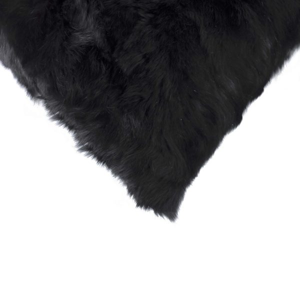 5" x 18" x 18" 100% Natural Rabbit Fur Black Pillow - Image 2