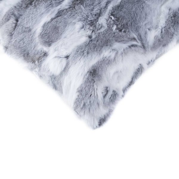 5" x 18" x 18" 100% Natural Rabbit Fur Grey Pillow - Image 2
