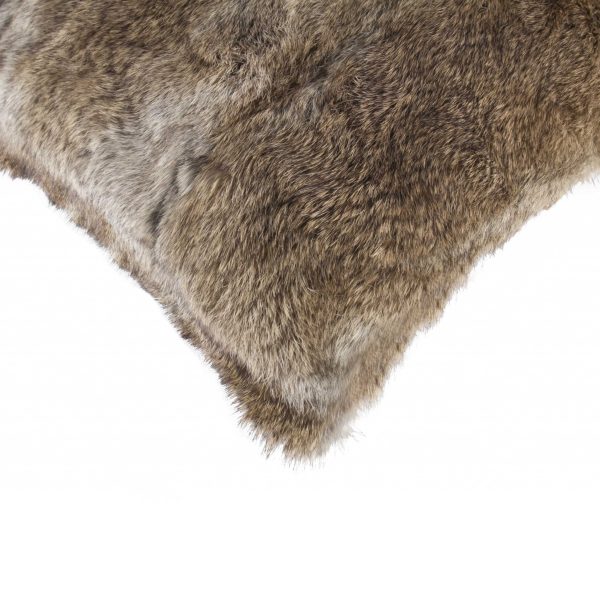 5" x 18" x 18" 100% Natural Rabbit Fur Hazelnut Pillow - Image 2