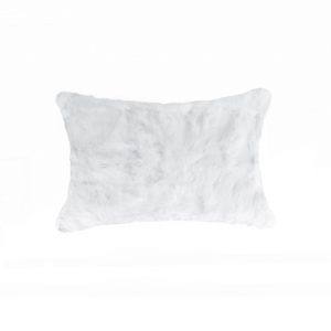 5" x 12" x 20" 100% Natural Rabbit Fur White Pillow