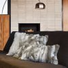 5" x 12" x 20" 100% Natural Rabbit Fur Tan and White Pillow - Image 3