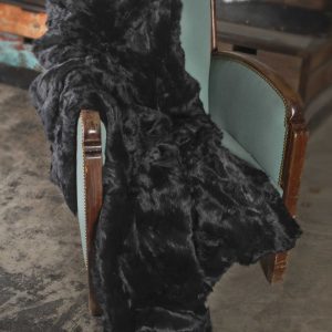 2" x 50" x 60" 100 Natural Rabbit Fur Black Throw Blanket