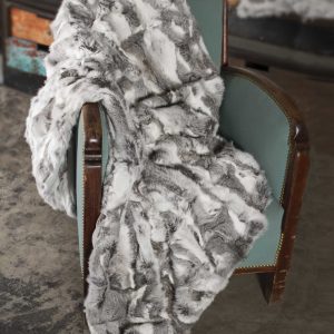 2" x 50" x 60" 100% Natural Rabbit Fur Grey Throw Blanket