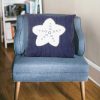 Nautical White Star Blue Square Accent Pillow - Image 4