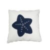 Nautical Blue Star White Square Accent Pillow