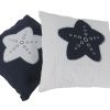 Nautical Blue Star White Square Accent Pillow - Image 2