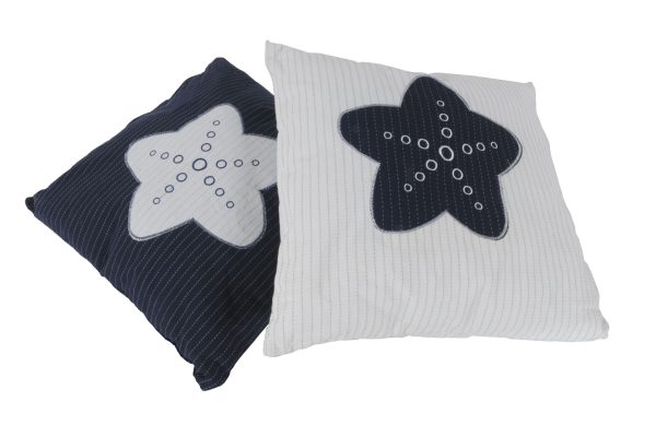 Nautical Blue Star White Square Accent Pillow - Image 2