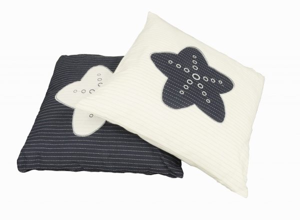 Nautical Blue Star White Square Accent Pillow - Image 3
