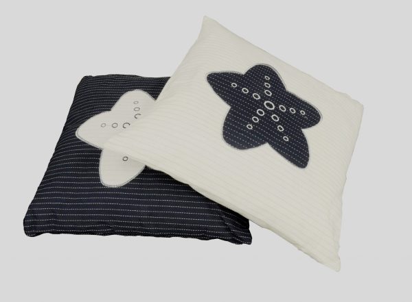 Nautical Blue Star White Square Accent Pillow - Image 4