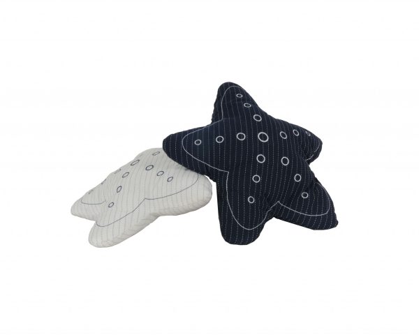 White with Blue 3D Shape Star Pillow - Image 3