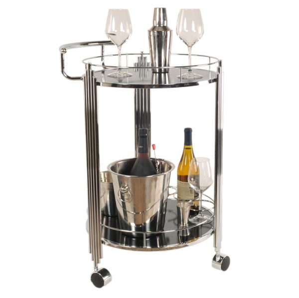 Chrome Round Two Tier Rolling  Serving or Bar Cart - Image 2