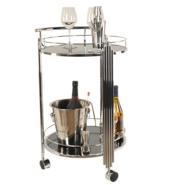 Chrome Round Two Tier Rolling  Serving or Bar Cart - Image 3