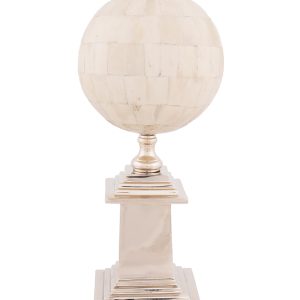 6.5" x 6.5" x 14.5" Bone Globe With Alluminum Base