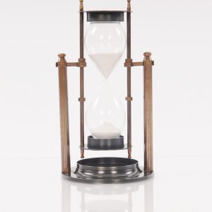 4.5" x 4.5" x 8.5" Brass Revolving Sandtimer