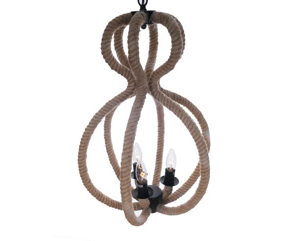 15" x 15" x 47.5" 3 BulbsRope  Pendant Lamp - Image 3