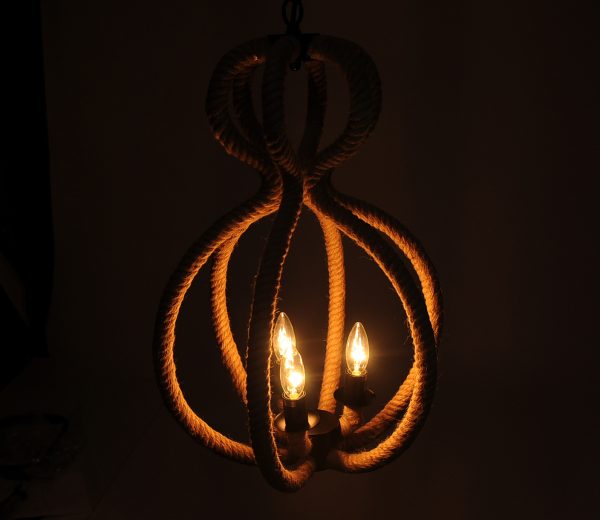 15" x 15" x 47.5" 3 BulbsRope  Pendant Lamp - Image 4