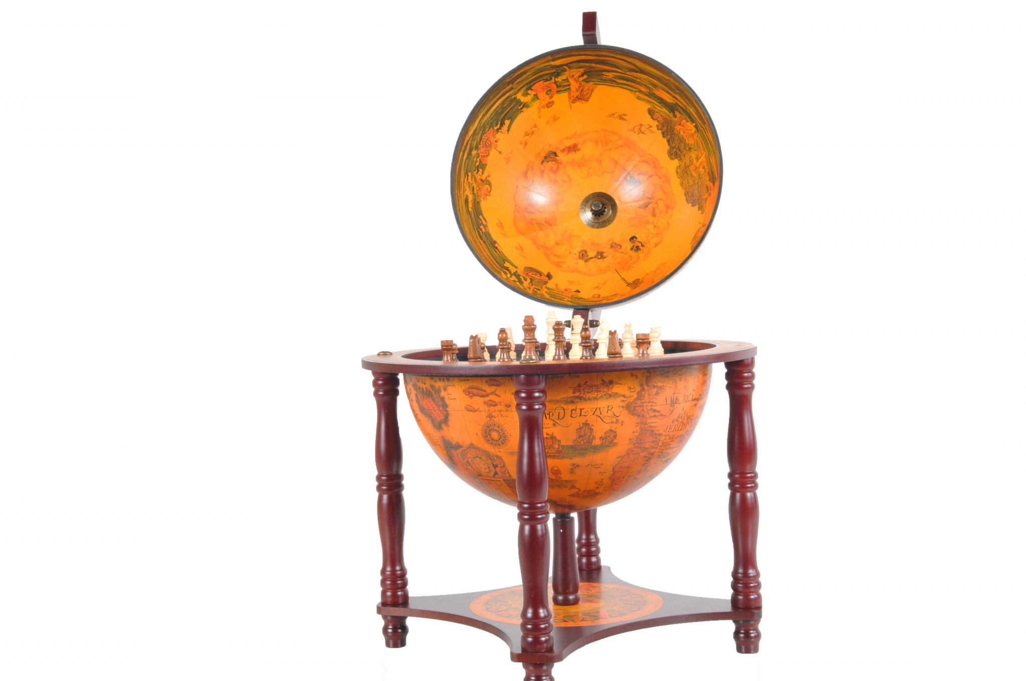 16.5" x 16.5" x 22" Red Globe with Chess Holder - Image 4