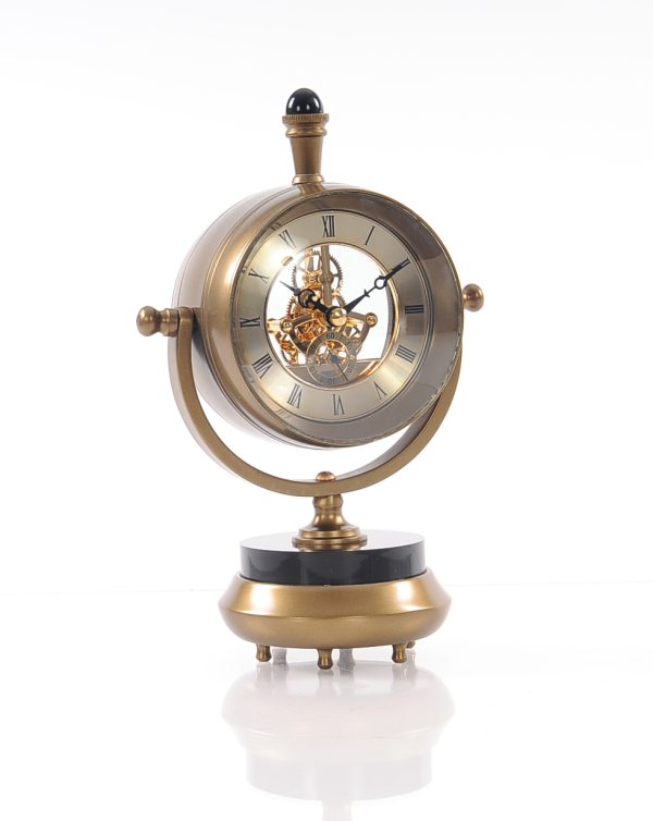 8" x 3.75" x 16.25" Brass Table Clock - Image 2